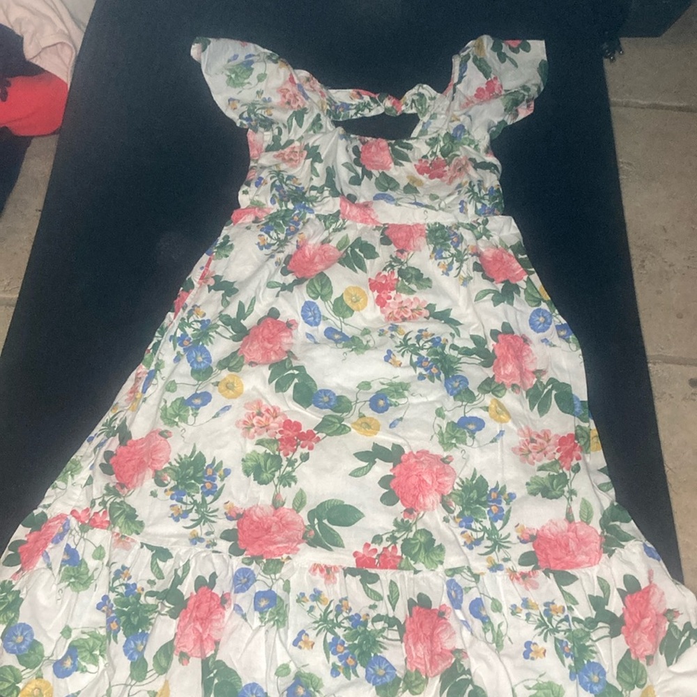 Girls long flora dress